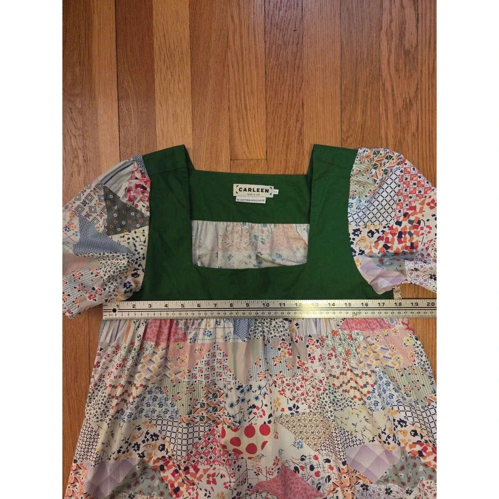 Carleen Anthropologie Patchwork Dress Prairie Cottagecore Rare Artisan Mini XS-S - Picture 10 of 13